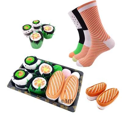 Sushi Socks, 3 Pairs Funny Socks for Men and Women Holiday Gift Socks - Image 1 of 4