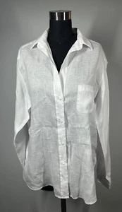Grayson The Hero Shirt Button Up BWhite 100% Linen Lagenlook Size 3 M - Picture 1 of 17