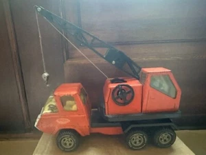 Vintage Orange Tonka Mobile Mini Crane w/Working Wench, Boom Pressed Steel #1195 - Picture 1 of 13