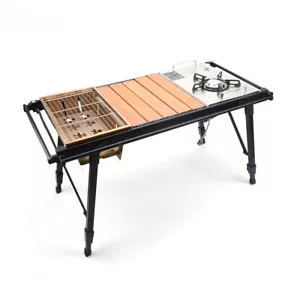 Camping Folding Removable IGT Wood Table Gas Stove Portable lightweight Camp BBQ - Picture 1 of 29