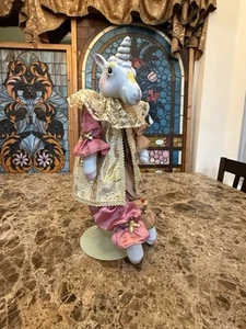 Statuina bambola arte unicorno ceramica vintage OOAK fantasia decorazione costume - Foto 1 di 18