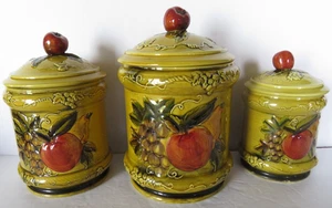 GEO Z LEFTON JUEGO DE 3 BOTES TEMÁTICOS DE FRUTAS MANZANA, UVAS, PERA, #4131 MCM - Imagen 1 de 11