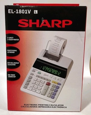 Sharp 2 Color Electronic Printing Calculator EL-1801V NEW - Image 1 of 3