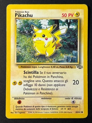 Pikachu 60/64 Italian Jungle Unlimited Common WOTC Pokemon Card - MP - Image 1 of 4