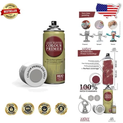 Pintura en aerosol Pro Ash Grey 400 ml - Imprimación acrílica, mate, base miniatura de secado rápido Foto 1 de 4