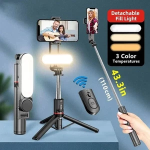 Trépied Selfie Stick 3 en 1 avec lumière de remplissage et télécommande sans fil - Parfait pour Vlogg - Photo 1 sur 5