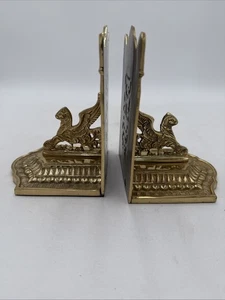 Vintage Gold Dragon Bookends Ornate Metal Fantasy Midieval Hollywood Regency - Picture 1 of 9