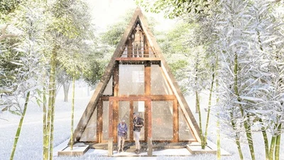 Three-Storey A-Frame Cabin  7x9.3m – 25-Page Arch Set + 3D Images & Video - Image 1 of 4