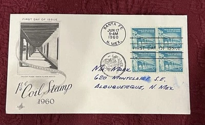 1960 First Day Of Issue 1  1/4c Coil Stamp, Palace of The Governors Santa Fe, NM - Image 1 of 4
