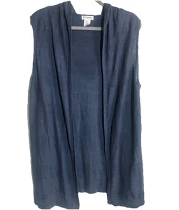 Artisan NY Woman Hooded Vest XL Open 100% Linen Eco Friendly Sustainable Organic - Picture 1 of 6