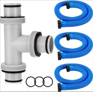 1.5 to 1.5 T Joint Pool Hose Connector with 3 Pcs 1.5 Diameter Pool Pump Hose - Picture 1 of 6