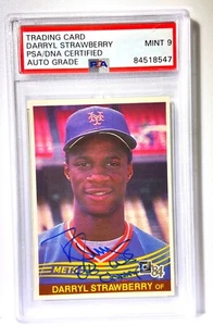 Tarjeta de béisbol Donruss 1984 firmada por Darryl Strawberry - ADN de PSA grado automático 9 - Imagen 1 de 2