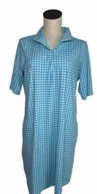 Lands End Mujer Mediano 10-12 Cuartos Cremallera Nadador Cubre Azul Cuadros Modesto Foto 1 de 4