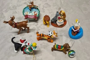 Vintage Hallmark Snoopy Animal Christmas Ornament Set Of 8 - Picture 1 of 13