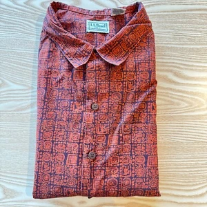 Camicia manica corta uomo L.L.Bean arancione 26" pit-to-pit designer moda con bottoni - Foto 1 di 10
