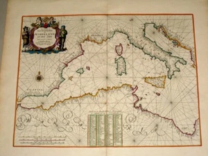 Mediterranean Sea.pieter & Goos, Original Sea Chart.amsterdam 1662 - Picture 1 of 5