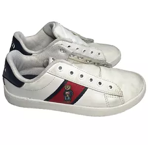 Polo Sneakers Boys Size US 2 Ralph Lauren White Quilton Bear Shoes White - Picture 1 of 8