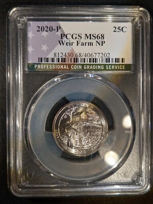 2020-p PCGS MS-68 Weir Farm NP National Park America the Beautiful ATB Quarter - Image 1 of 2