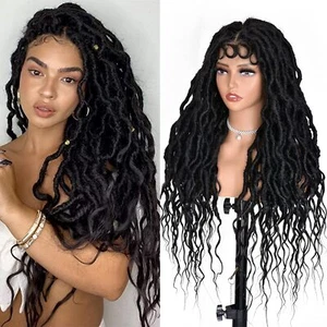 24inch Full Lace Faux Locs Wigs for Black Women Goddess Faux Locs Crochet Hair - Picture 1 of 55