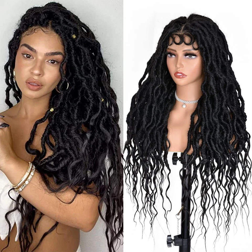 24inch Full Lace Faux Locs Wigs for Black Women Goddess Faux Locs Crochet Hair  - Image 1 of 4