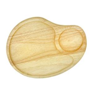 Aesthetic Functional Two Section Natural Wood Kitchen Plate with Drink Holder - Picture 1 of 5