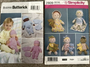 2809 Simplicity & 4090 Butterick Cloth Baby Doll e modelli di vestiti NON TAGLIATI (E) - Foto 1 di 7
