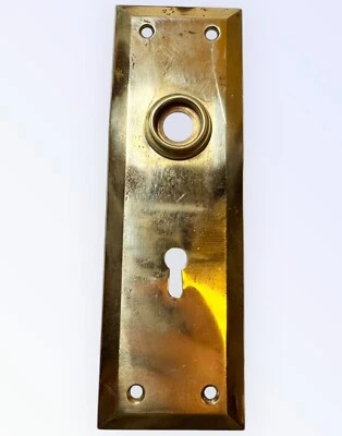 Vintage Antique Art Deco Brass Door Knob back Plate Backplate Keyhole 7 X 2.25 - Image 1 of 4