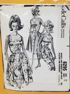 1960s Playsuit Top/Shorts/Skirt sz:20/40 ladies McCalls Pattern 6295 Vintage mu - Picture 1 of 6