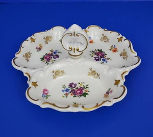 Reichenbach 3-teilige Relish Servierschale weiß floral gold Germany mit Henkel - Bild 1 von 11