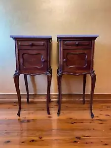 Antique French Louise XV Walnut Bed Side Tables Pairs - Picture 1 of 6