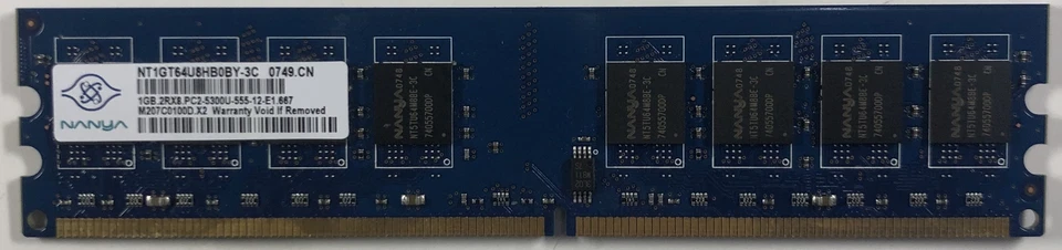Nanya NT1GT64U8HB0BY-3C 1GB DDR2 Desktop RAM Memory - Image 1 of 1