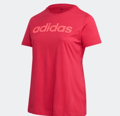 Camiseta Adidas Feminina Plus 1X Manga Curta Gola Redonda Logotipo Linear Power Rosa - Imagem 1 de 4