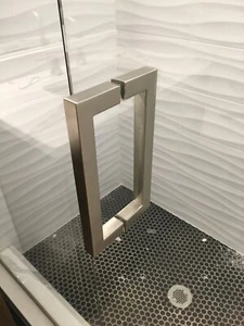 6" SQUARE DOUBLE SIDED SHOWER DOOR HANDLE Brushed Nickel - Picture 1 of 1