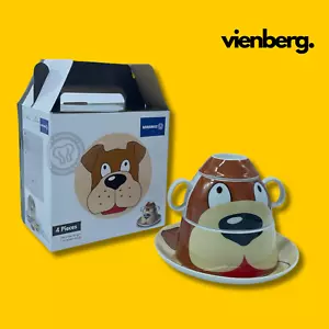 4-tlg Kindergeschirr Porzellan Frühstück Set | Hund Figur Motiv | Teller-Set - Bild 1 von 7