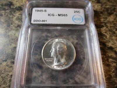 1945-S WASHINGTON QUARTER ICG MS65 DDO-001    1003 - Image 1 of 4