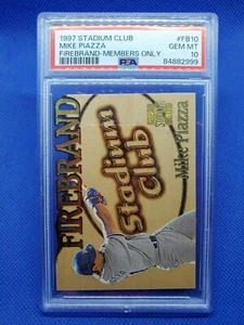 1997 Stadium Club MIKE PIAZZA PSA 10 Members Only card Firebrand Insert DODGERS - Picture 1 of 3