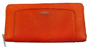 TUMI Orange Sinclair Zip Around Long Compartment Wallet Cross Grain 8 X 4” - Picture 1 of 16