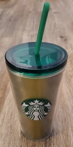 Starbucks Cold Cup Tumbler Traveler Grande 16oz Iridescent Green w Green Lid - Picture 1 of 7