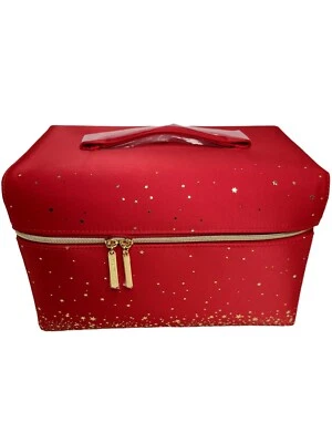 Nuevo Estee Lauder Rojo Satinado con Estrellas Doradas Bolsa de Maquillaje Cosmético Estuche de Tren 2022  Foto 1 de 4