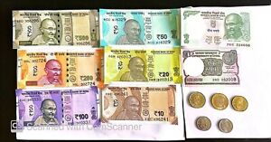 Collection 13 uncirculated Indian currency notes& Coin from Rs. 500-1 after 2016