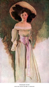 John W. Alexander Retrato Estudio 1910 Revista Ilustración Hermosa Dama - Imagen 1 de 1
