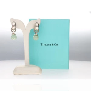 Tiffany and Co. Authentic Jade Quartz Earrings Dangle Silver - Picture 1 of 5