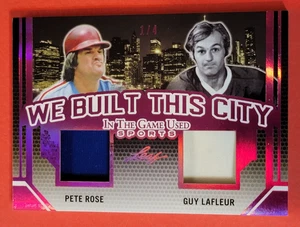 Pete Rose GAME USED JERSEY CARD #1/4 Guy Lafleur 2019 LEAF IN THE GAME USED REDS - Picture 1 of 3