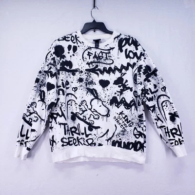 Suéter Pullover H&M X Peanuts Snoopy Estampado Graffiti Ropa de Calle Talla Grande Foto 1 de 4