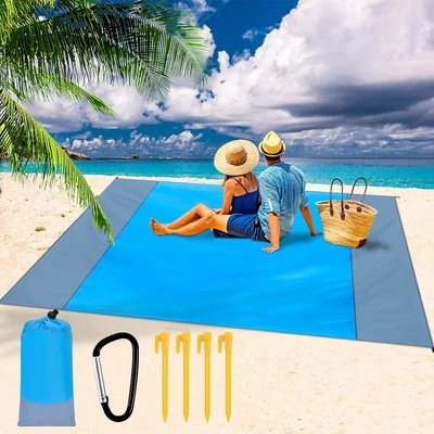 MARKENLOS Picknickdecke Faltbar Campingdecke XXL Stranddecke 210x200cm Wasserdicht Blau DE