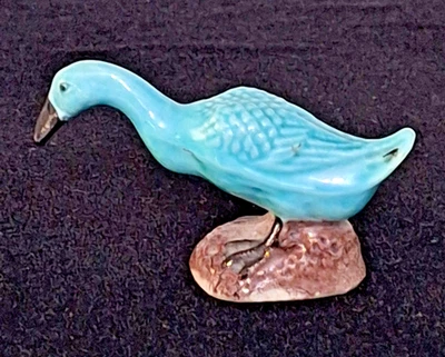 Antigua Estatuilla Miniatura Pato República China 1.5" Turquesa Foto 1 de 4
