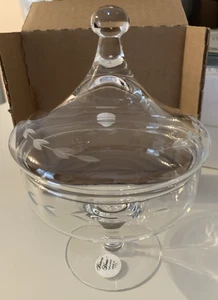 Vintage PRINCESS HOUSE Hand blown Crystal Etched Candy Dish #430 w/ Lid - Picture 1 of 7