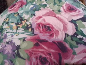 Vintage Rosa Kohl Rose Grün Baumwolle Chintz Cottagecore Ungeschnitten 5,25 Yards 196"x44 - Bild 1 von 4