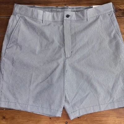 Walter Hagen Golf Shorts Men 40x9 Gray Striped P11 SEERSUCKER Stretch Summer NEW - Image 1 of 4