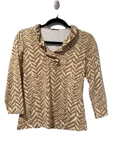 J. McLaughlin Catalina Rüschen Top Damen XS Zebramuster Stretch Reise Old Money - Bild 1 von 8